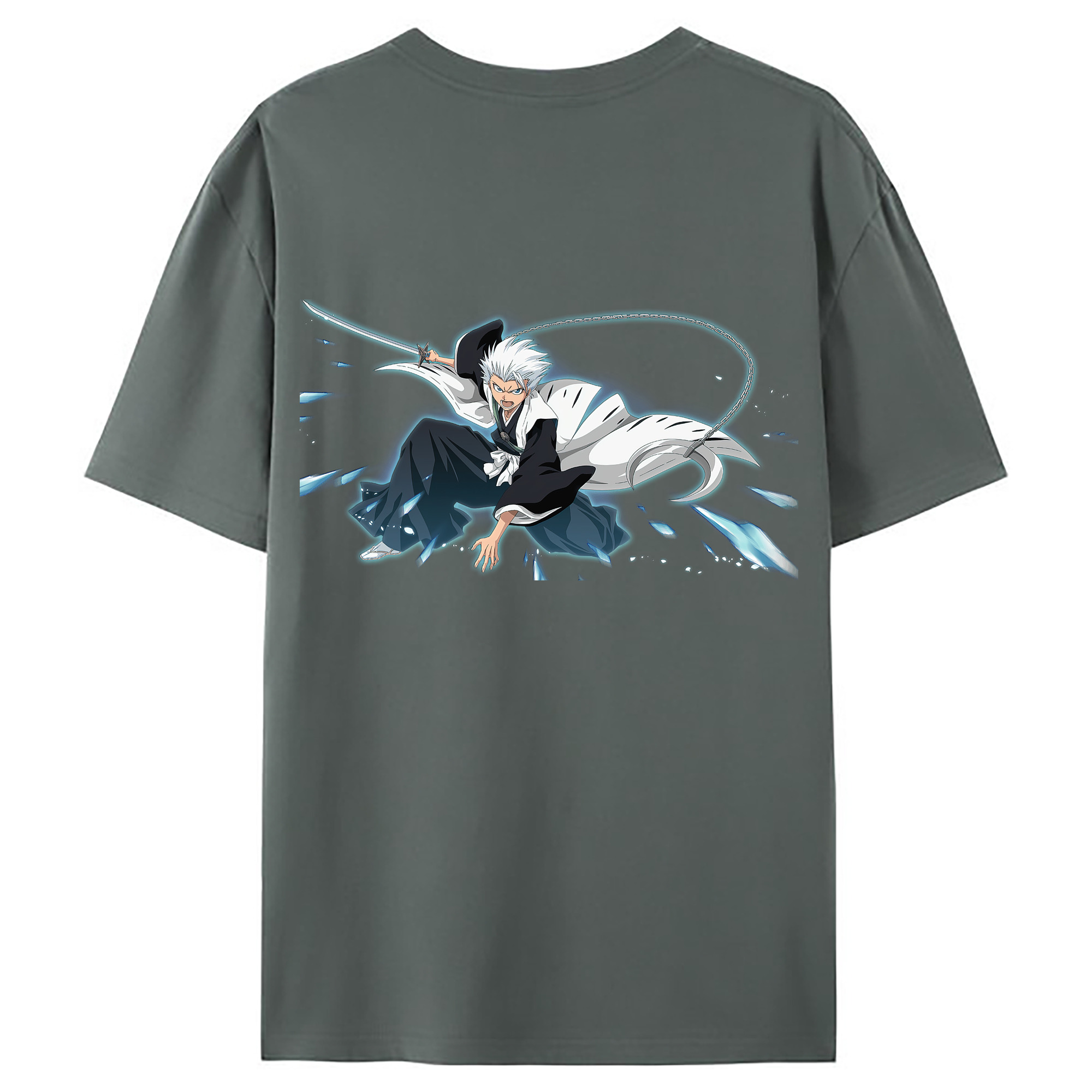 （画像用） ブリーチ 日番谷冬獅郎（ひつがや とうしろう） BLEACH Hitsugaya Toushirou 綿100％ メンズ半袖Tシャツ（バックプリント） 通気性